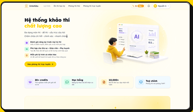 Giao diện hệ thống khảo thí trực tuyến dành cho nhà trường của InterEdu