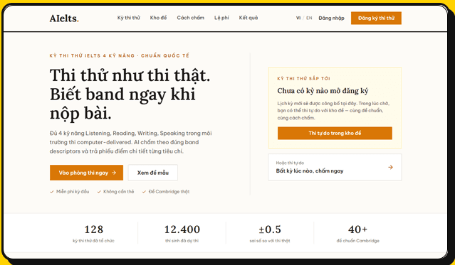 Giao diện nền tảng thi thử chứng chỉ ngoại ngữ của InterEdu